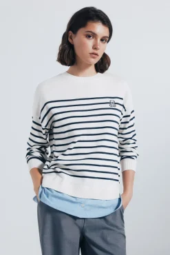 Mujer Springfield Jerséis>Jersey rayas combinado detalle bordado