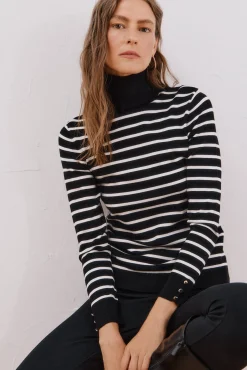 Mujer Cortefiel Jerséis>Jersey rayas cuello vuelto