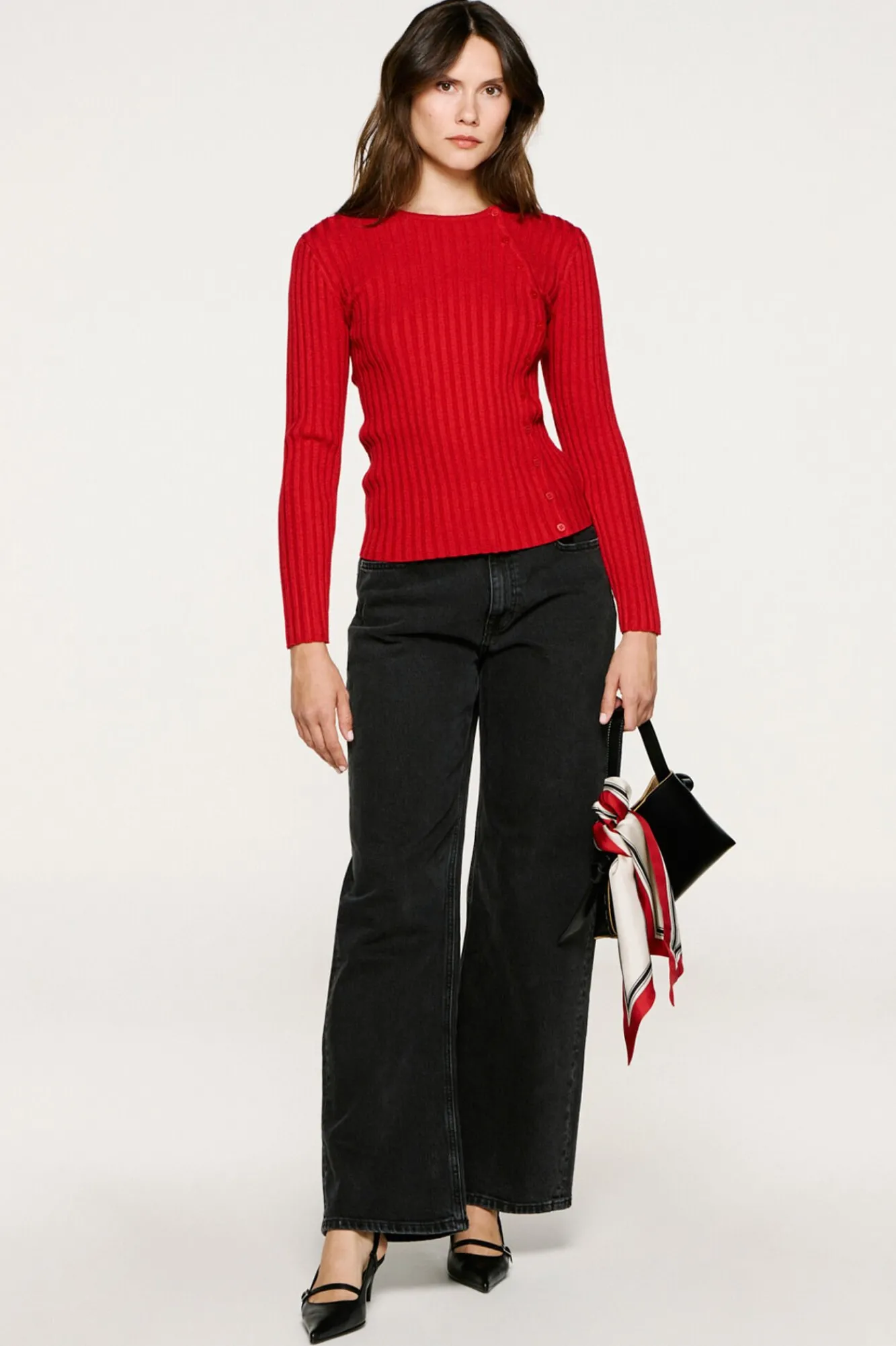 Mujer Selected Jerséis>Jersey rib abotonado slim fit.