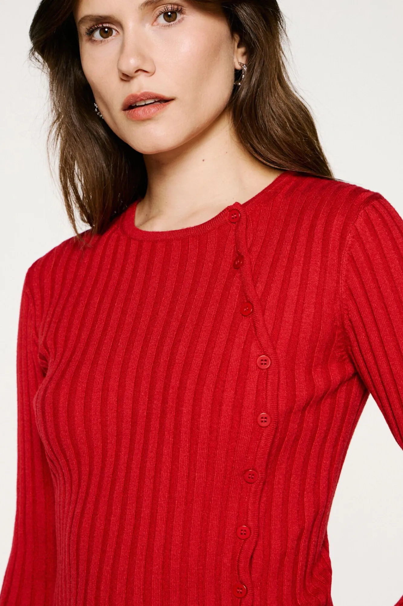 Mujer Selected Jerséis>Jersey rib abotonado slim fit.