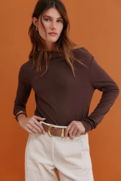 Mujer Hoss Intropia Camisetas>Mirta. Camiseta con escote drapeado