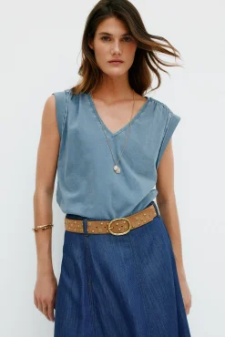 Mujer Hoss Intropia Camisetas>Mónica. Camiseta con pliegues