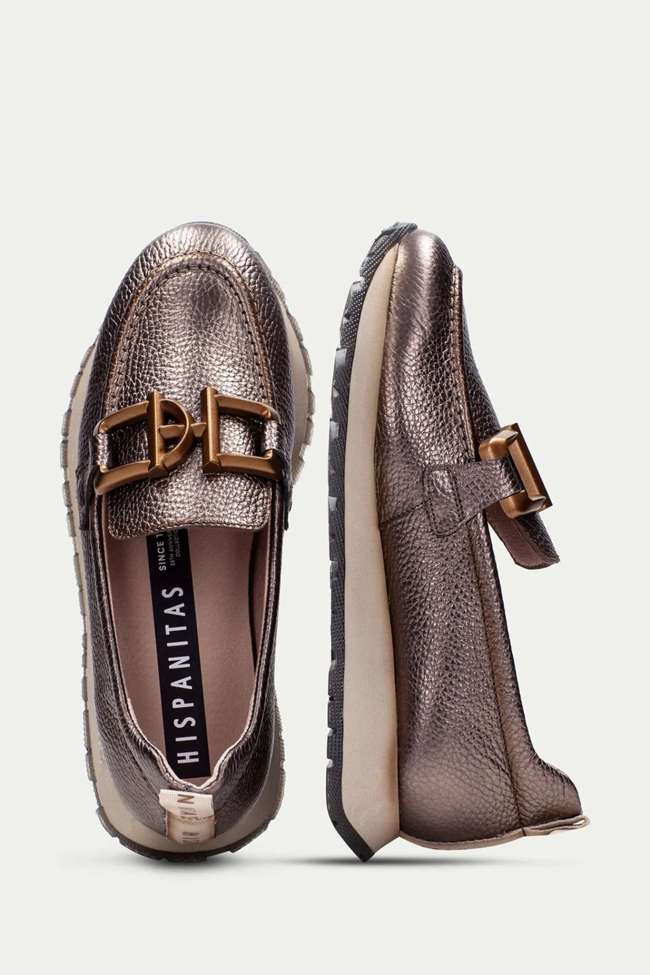 Mujer Hispanitas Calzado Piel|Zapatillas>Mocasín deportivo adorno metalizado KANSAS