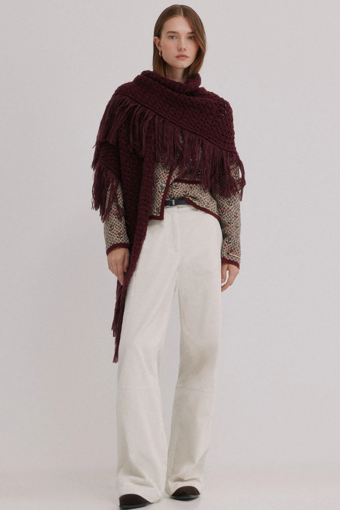 Mujer Hoss Intropia Pañuelos Y Fulares|Chaquetas>Nieves. Chal calado de flecos