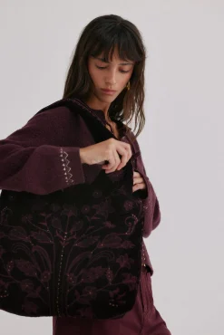 Mujer Hoss Intropia Bolsos>Nuria. Bolso hobo terciopelo bordado