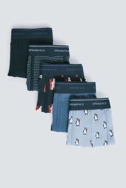 Hombre Springfield Calzoncillos>Pack 5 boxers algodón estampados