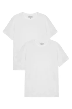 Hombre Bread & Boxers Camisetas>Pack 2 camisetas elásticas cuello caja algodón orgánico blancas