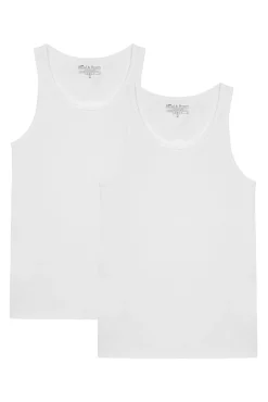 Hombre Bread & Boxers Camisetas>Pack 2 camisetas sin mangas de algodón orgánico blancas