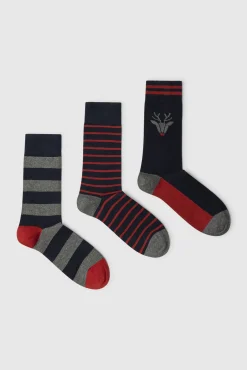 Hombre Pepe Jeans Calzoncillos>Pack de 3 calcetines rayas Navidad
