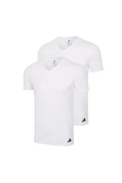 Hombre Adidas Camisetas>Pack de 2 camisetas de cuello pico de algodón elástico para hombre