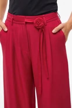 Mujer Vila Pantalones>Pantalón ancho de vestir con cinturón flor