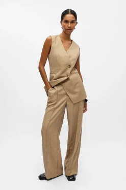 Mujer Object Pantalones>Pantalón ancho tweed