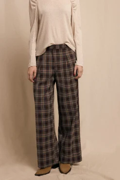 Mujer Slowlove Pantalones>Pantalón de pinzas de cuadros