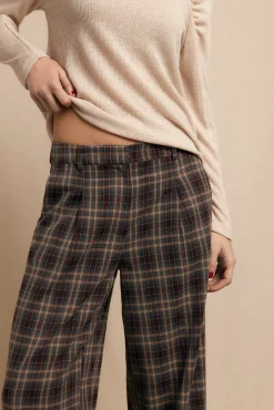 Mujer Slowlove Pantalones>Pantalón de pinzas de cuadros