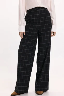 Mujer Vila Pantalones>Pantalón de vestir de cuadros con viscosa