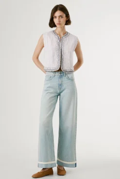 Mujer Pepe Jeans Vaqueros|Pantalones>Pantalón denim wide leg con detalle en el bajo