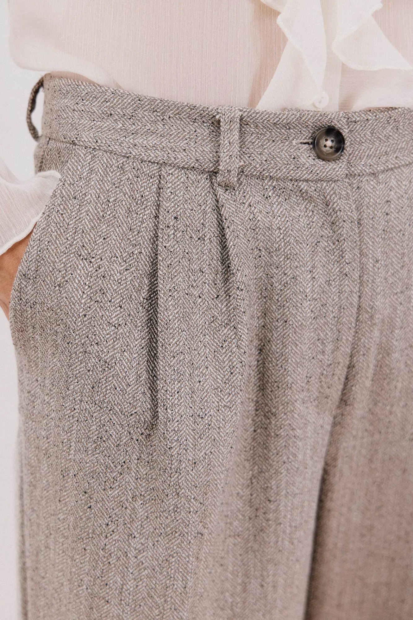 Mujer Cortefiel Pantalones>Pantalón largo ancho con doble pinza