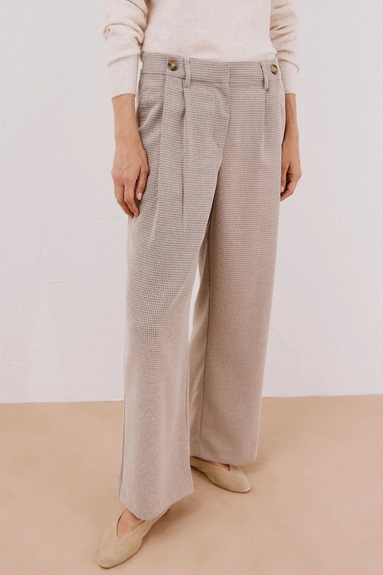 Mujer Cortefiel Pantalones>Pantalón largo ancho con pinzas