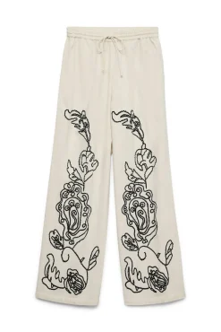 Mujer Vero Moda Pantalones>Pantalón largo lino estampado