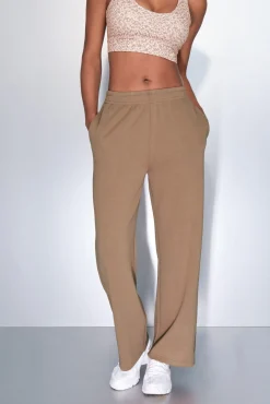 Mujer Dash and Stars Deporte>Pantalón recto ancho canalé marrón