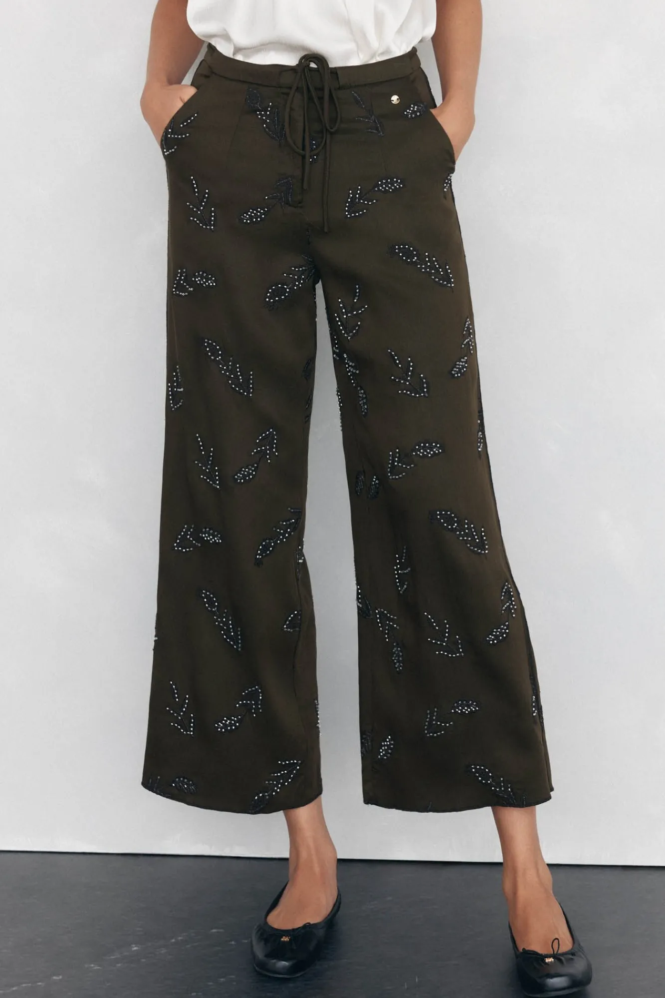 Mujer Pedro del Hierro Pantalones>Pantalón recto bordado