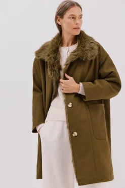 Mujer Cortefiel Abrigos>Parka con cuello efecto pelo