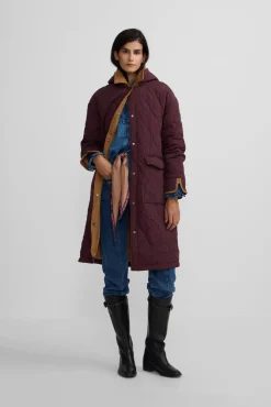 Mujer Silbon Abrigos|Plumíferos Y Acolchados>Parka larga acolchada detalles pana