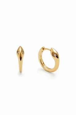 Mujer Singularu Joyería Y Bisutería>Pendientes Aro Serpiente Baño Oro