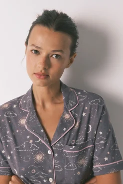 Mujer Women'secret Pijamas|Pijamas>Pijama camisero 100% algodón estampado astral
