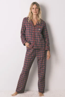 Mujer Women'secret Pijamas|Pijamas>Pijama camisero cuadros 100% algodón