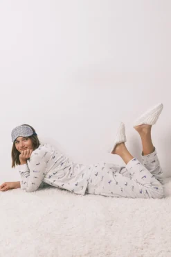 Mujer Women'secret Pijamas|Pijamas>Pijama camisero largo 100% algodón print casitas