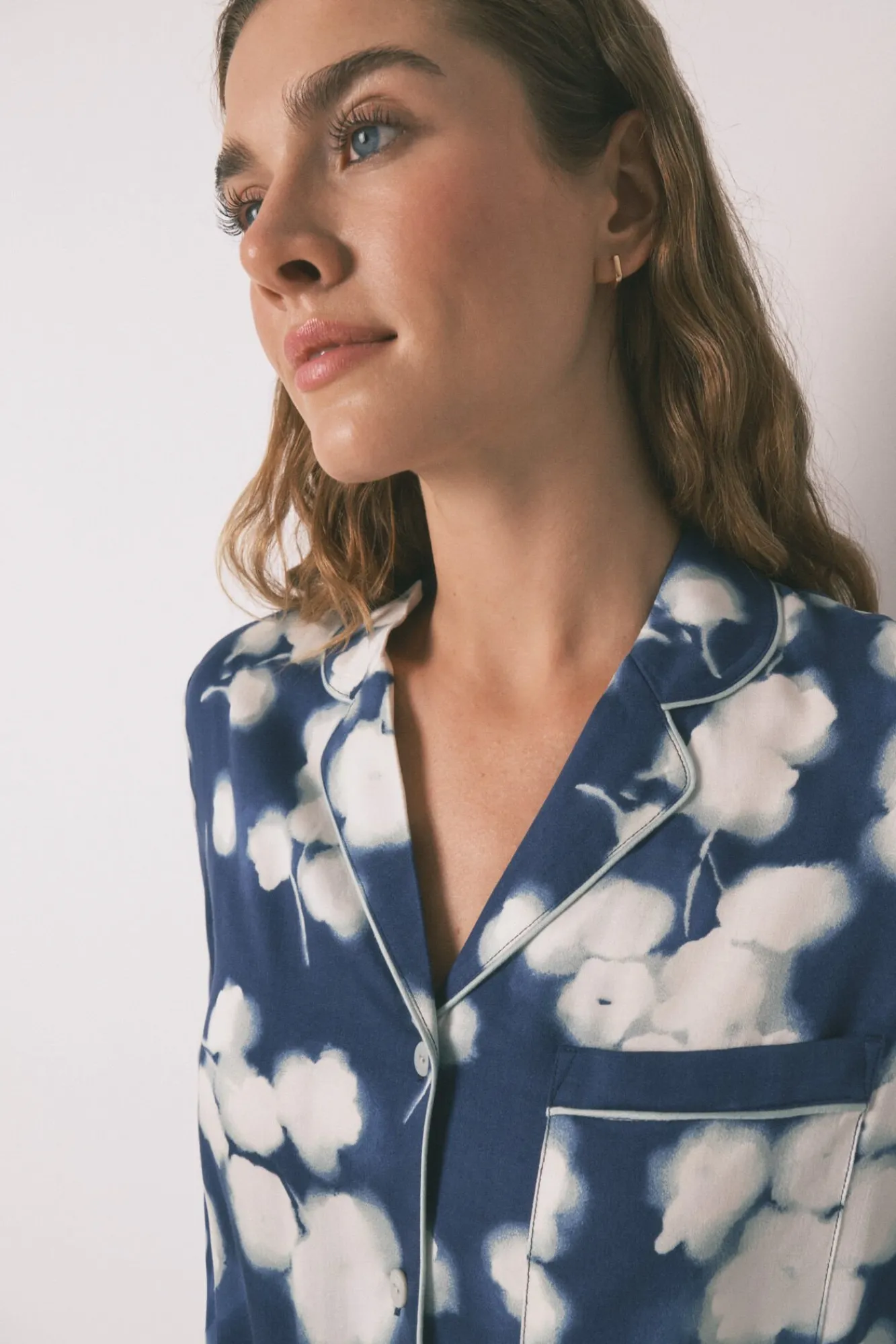 Mujer Women'secret Pijamas|Pijamas>Pijama camisero largo viscosa floral azul
