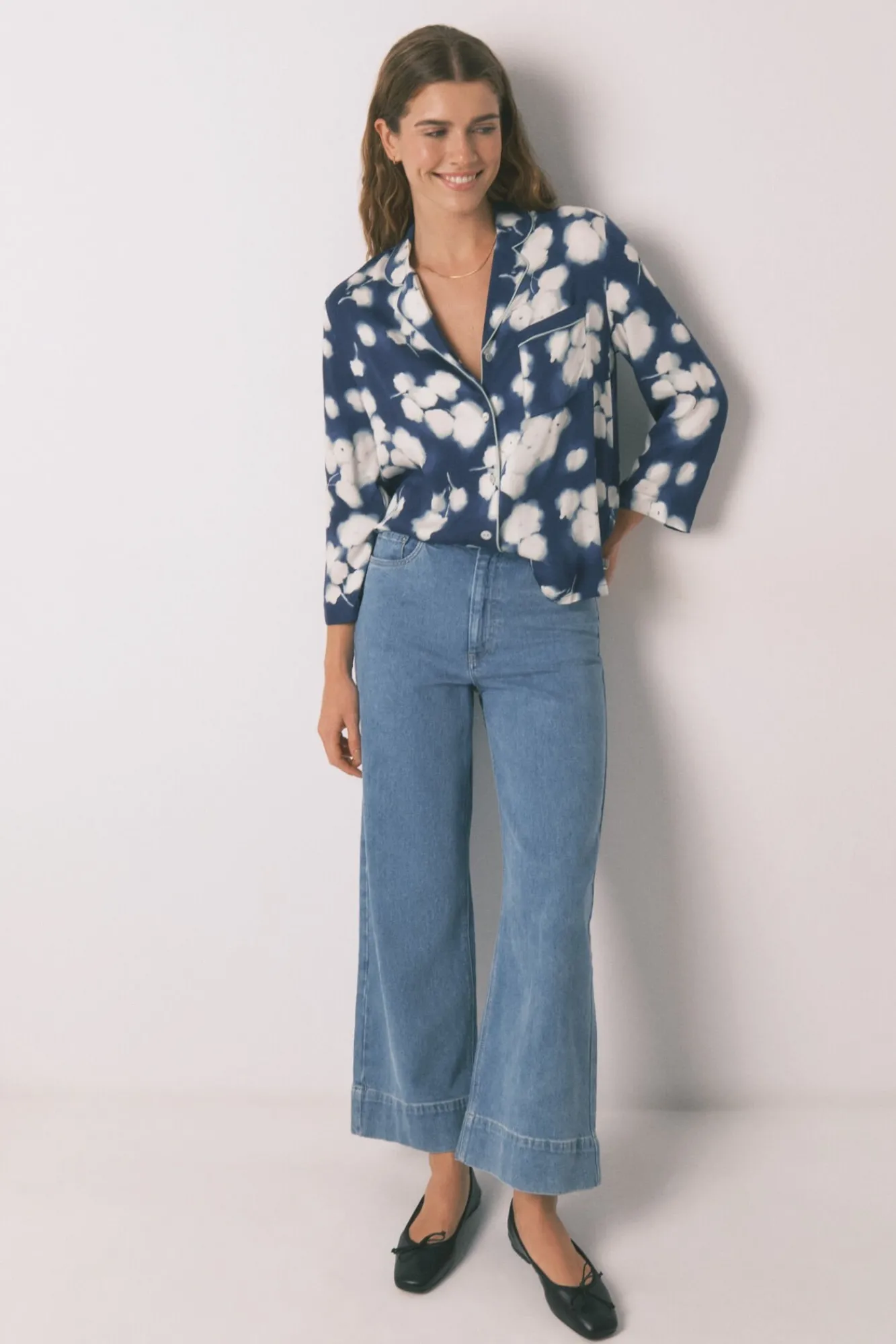 Mujer Women'secret Pijamas|Pijamas>Pijama camisero largo viscosa floral azul