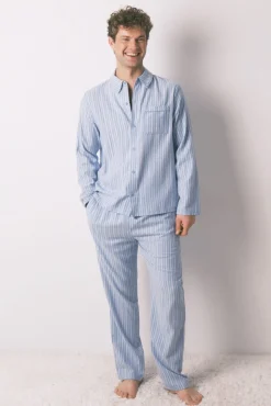 Hombre Women'secret Pijamas>Pijama camisero masculino rayas 100% algodón