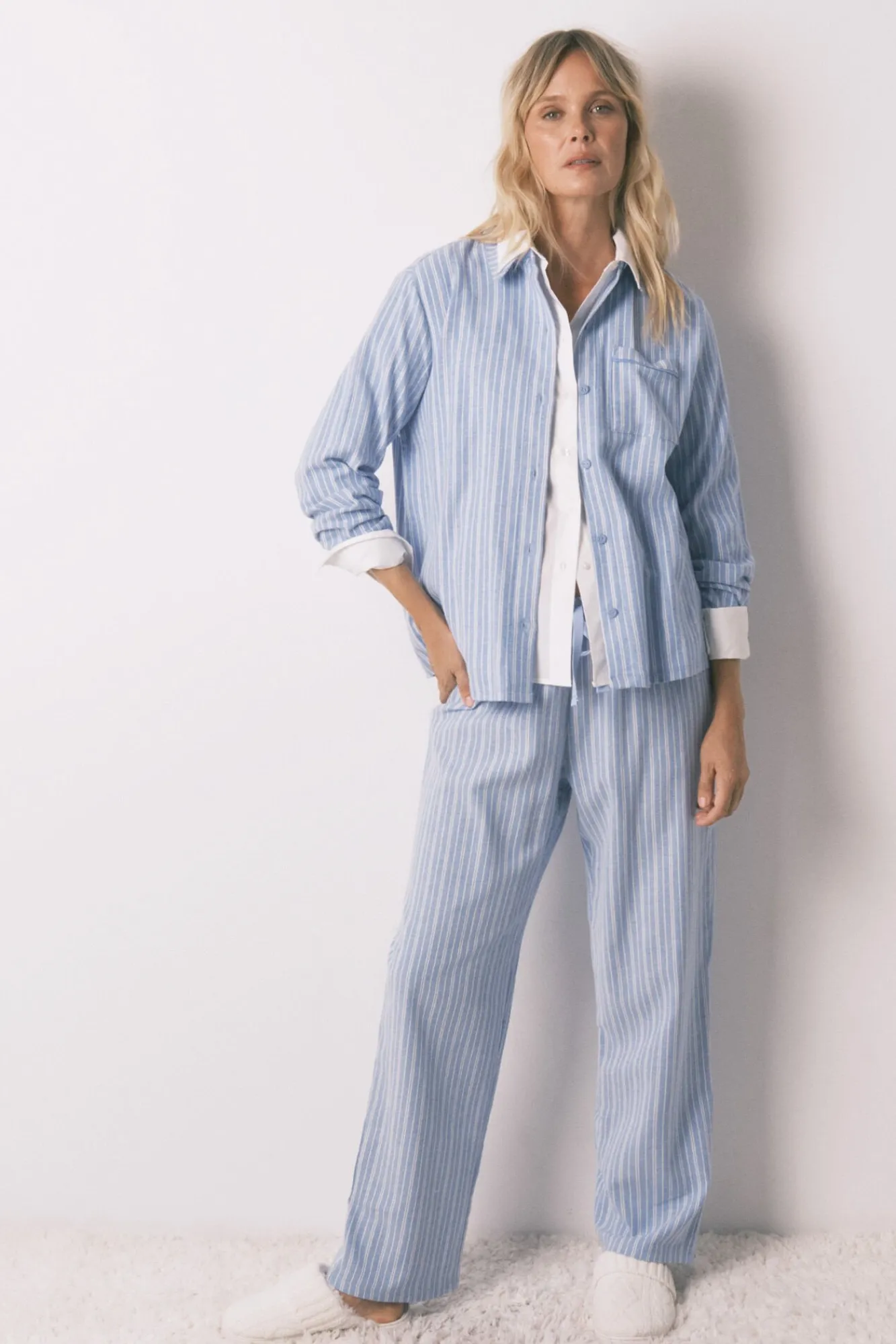 Mujer Women'secret Pijamas|Pijamas>Pijama camisero rayas 100% algodón