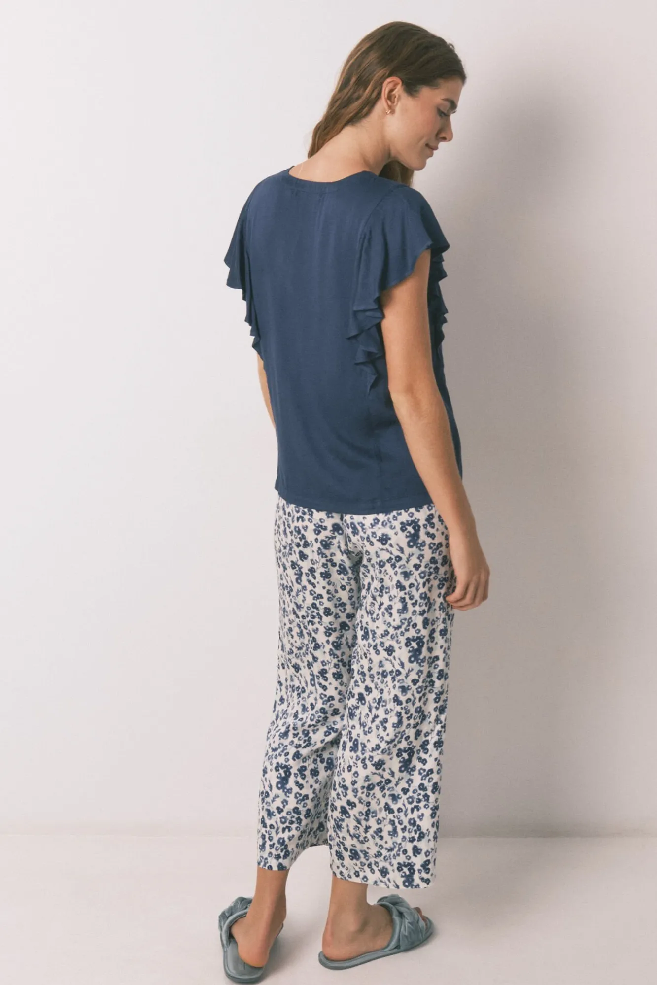 Mujer Women'secret Pijamas|Pijamas>Pijama Capri viscosa floral azul