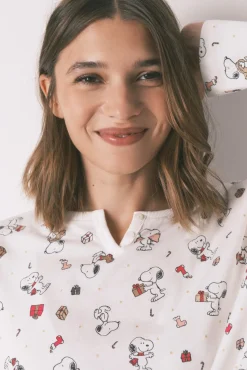 Mujer Women'secret Pijamas|Pijamas>Pijama largo 100% algodón blanco Snoopy
