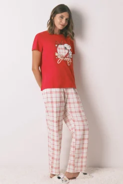 Mujer Women'secret Pijamas|Pijamas>Pijama largo 100% algodón cuadros Snoopy
