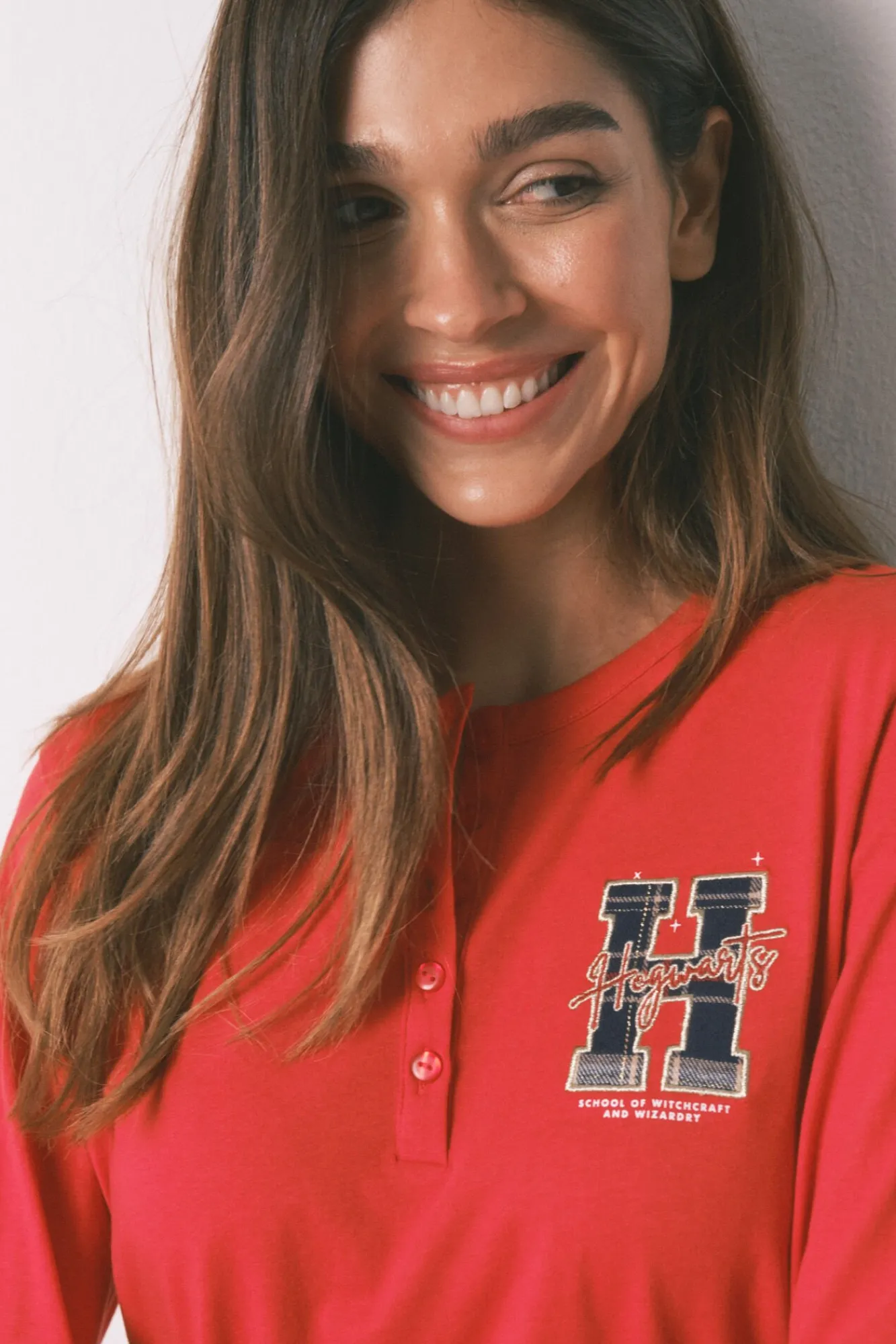 Mujer Women'secret Pijamas|Pijamas>Pijama largo 100% algodón estampado cuadros "Hogwarts"