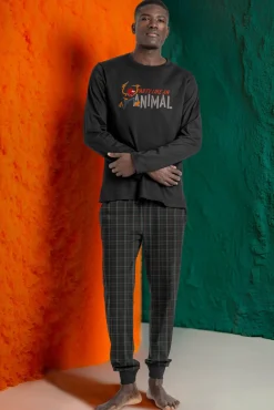 Hombre Admas Pijamas>Pijama largo cuadros Muppets 100% algodón hombre