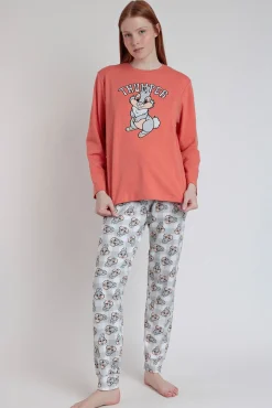 Mujer Admas Pijamas|Pijamas>Pijama largo estampado Tambor bambi para mujer