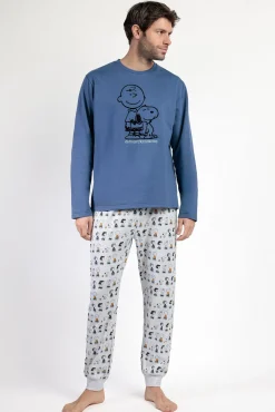 Hombre Admas Pijamas>Pijama largo felpa hombre Snoopy&Friends