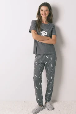 Mujer Women'secret Pijamas|Pijamas>Pijama largo manga corta 100% algodón Snoopy