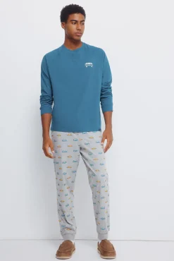 Hombre Springfield Pijamas>Pijama largo manga raglan pantalón coches