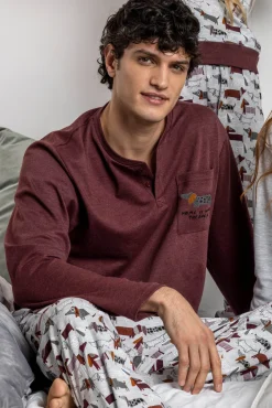 Hombre Admas Pijamas>Pijama largo perro salchicha para hombre