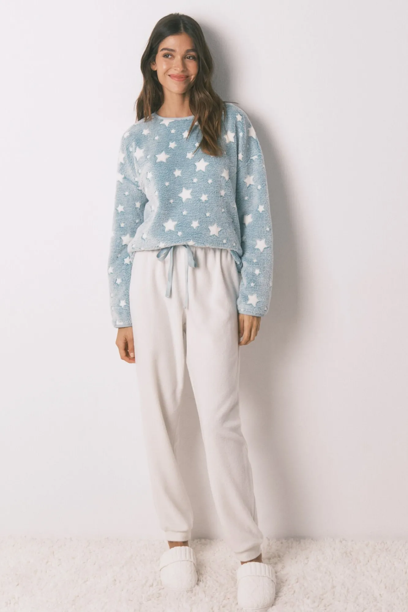 Mujer Women'secret Pijamas|Pijamas>Pijama largo polar mousse estrellas
