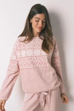 Mujer Women'secret Pijamas|Pijamas>Pijama largo polar cenefa