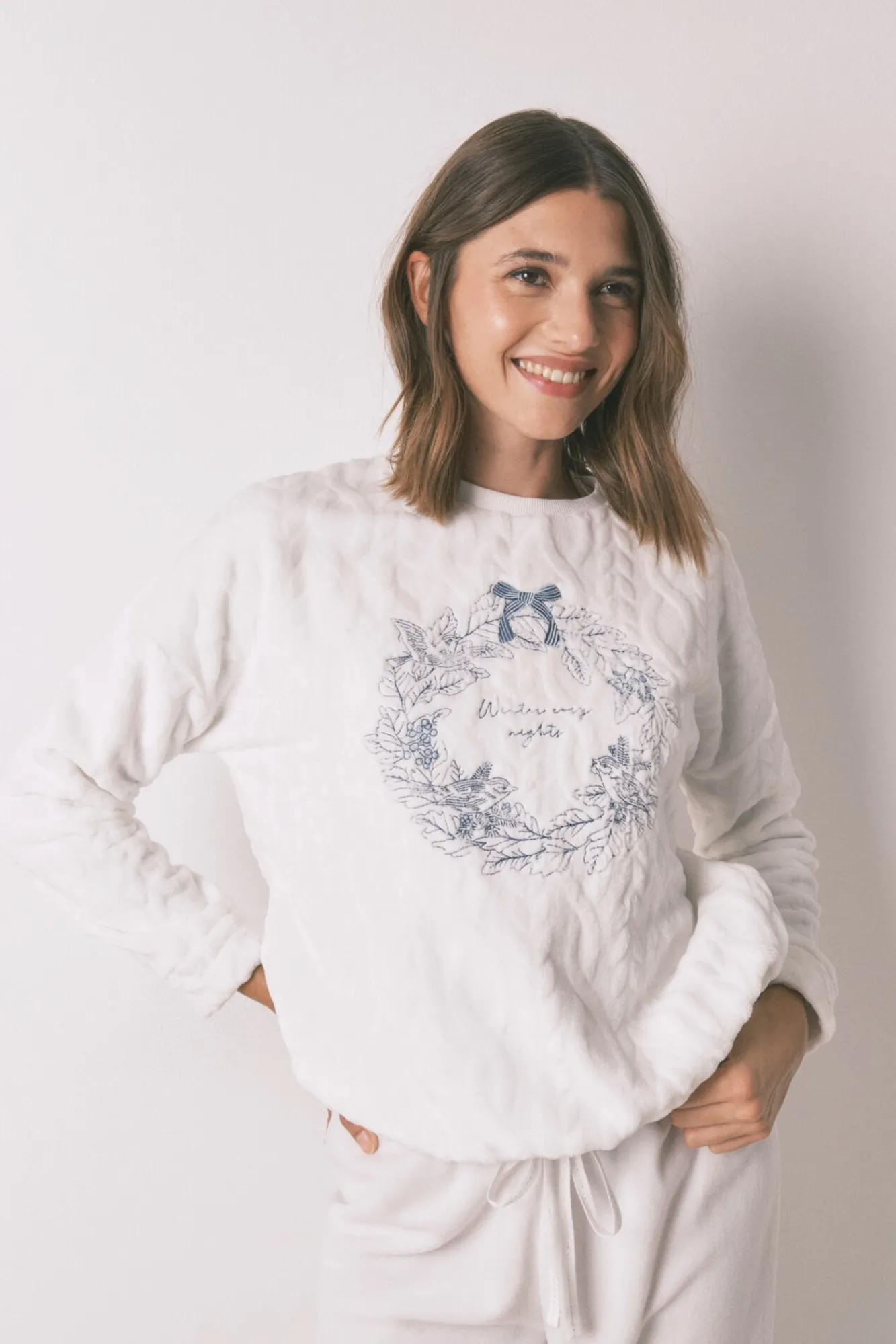 Mujer Women'secret Pijamas|Pijamas>Pijama largo polar suave blanco