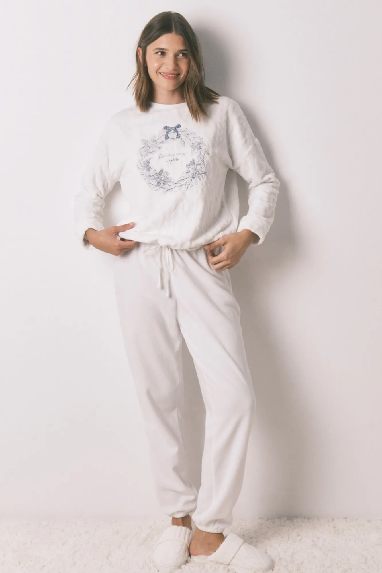 Mujer Women'secret Pijamas|Pijamas>Pijama largo polar suave blanco