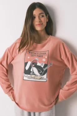 Mujer Women'secret Pijamas|Pijamas>Pijama largo polar suave y gris Pingu